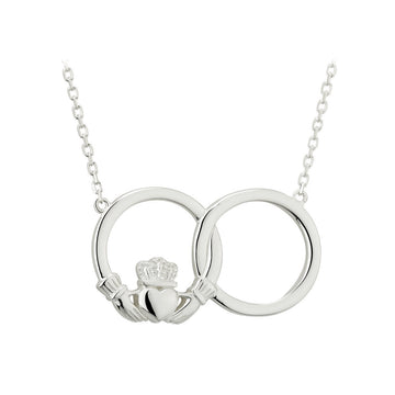 Sterling Silver Intertwining Circles Claddagh Necklace