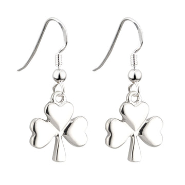 Rhodium Shamrock Drop Earrings