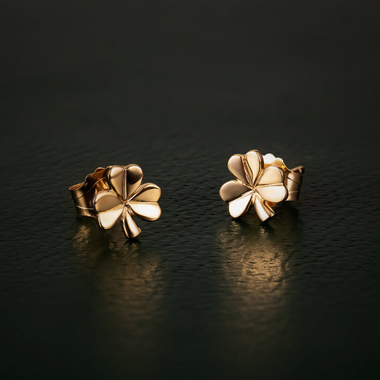 14K Gold Small Stud Shamrock Earrings