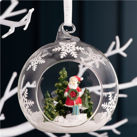 Belleek Galway Crystal Santa & Tree Hanging Bauble Ornament
