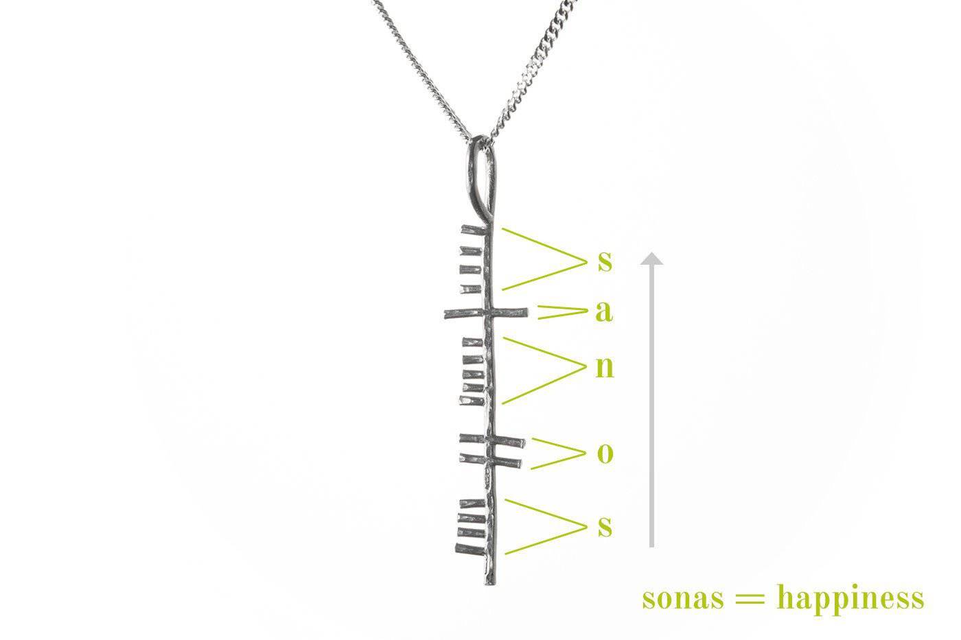 Silver Ogham 'Happiness' Pendant