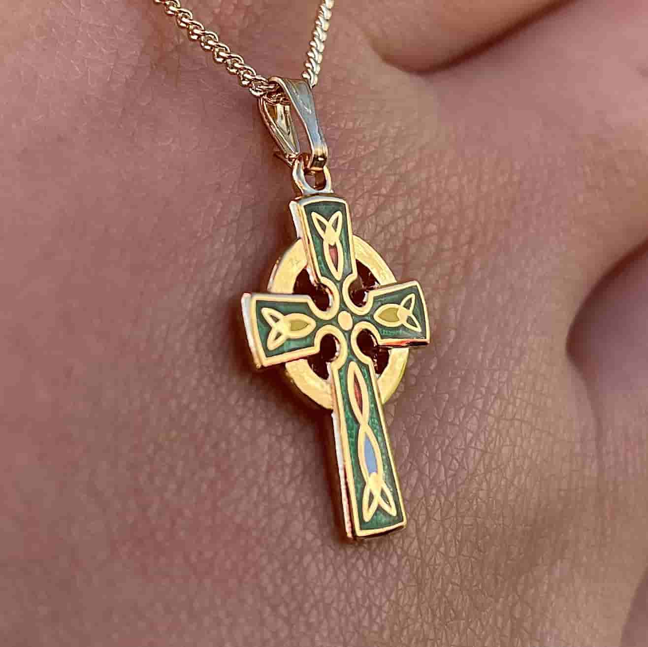 Celtic Cross Gold Plated Enamel Design
