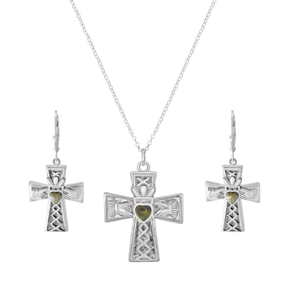 Claddagh Celtic Cross Necklace Set