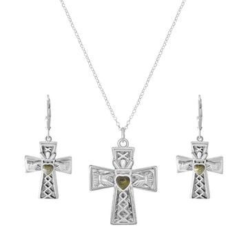 Claddagh Celtic Cross Necklace Set