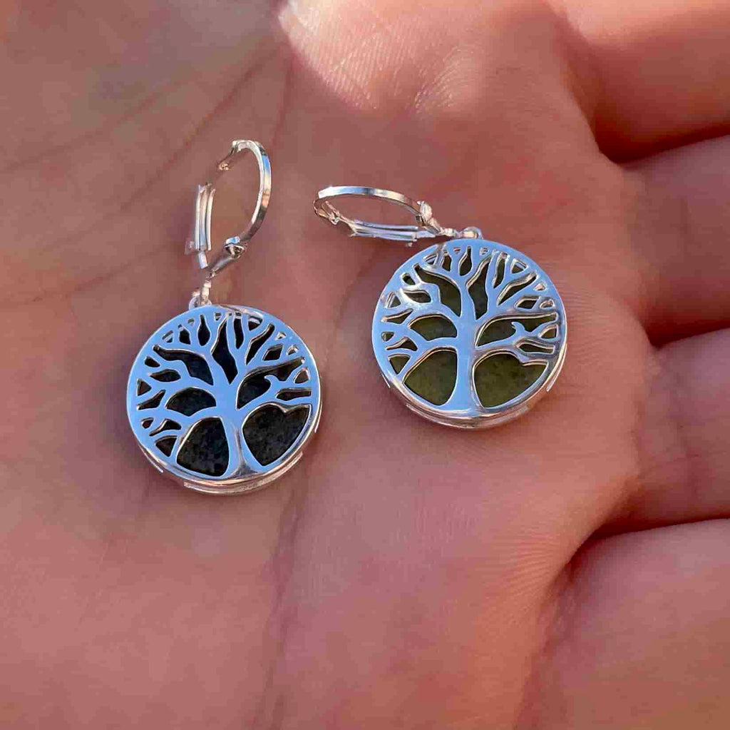 Tree of Life Connemara Marble Earrings