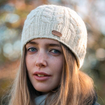 White Aran Wool Hat