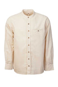 Men's Irish Collarless Linen Grandad Shirt in Beige