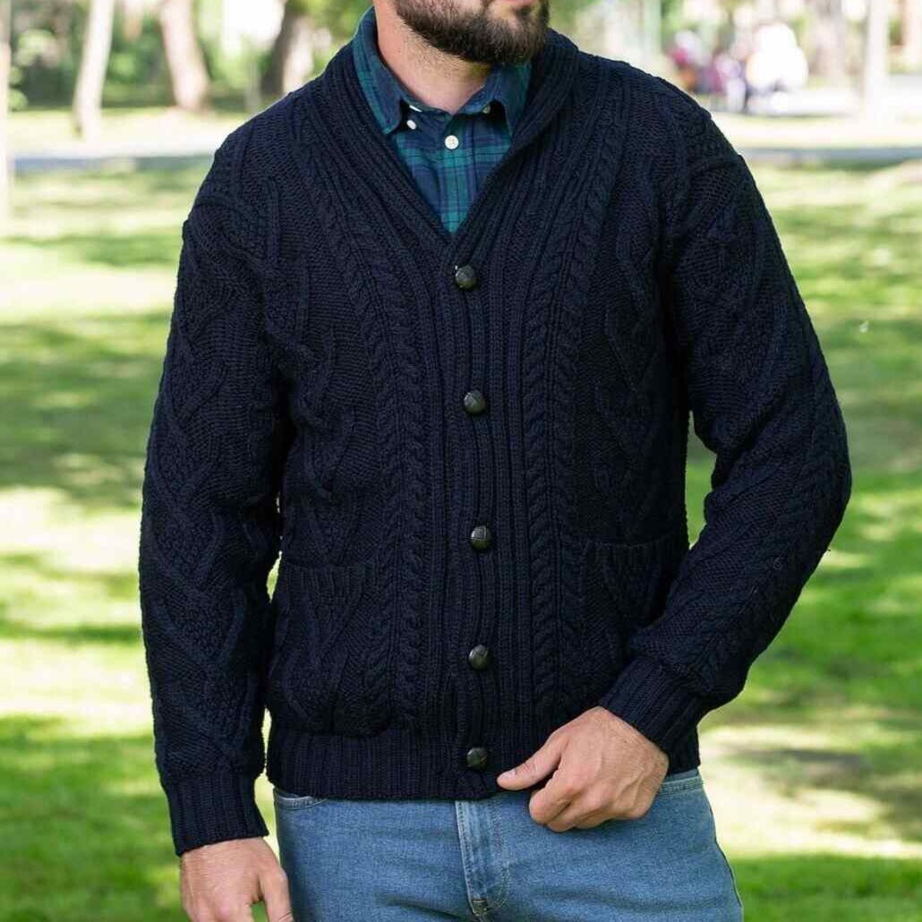 Lapel on sale cardigan mens