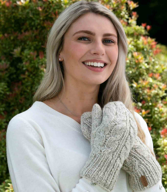 Oatmeal Aran Wool Gloves