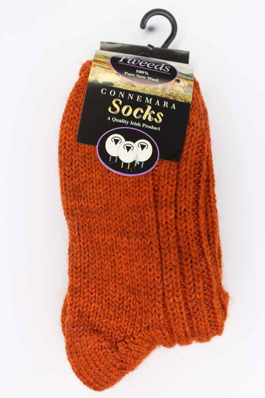 Connemara Socks - Orange Tweed Wool