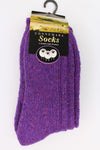 Connemara Socks - Purple Wool Blend With Flecks