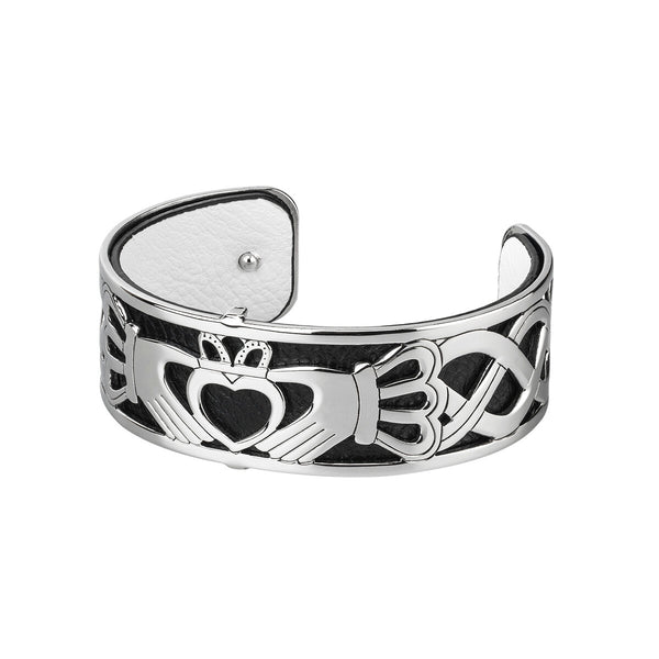 Leather Claddagh Cuff Bangle