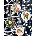 Belleek Aynsley Robin & Holly Flat Ornament - Set of 4