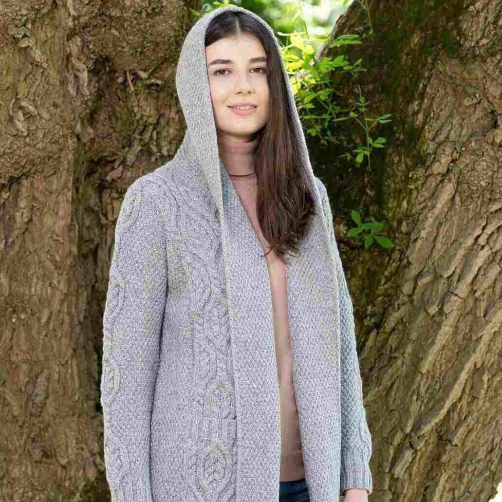 Ladies long sale grey cardigan