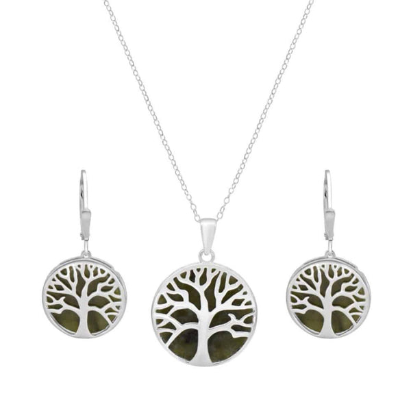 Tree of Life Connemara Marble Pendant and Earrings Set