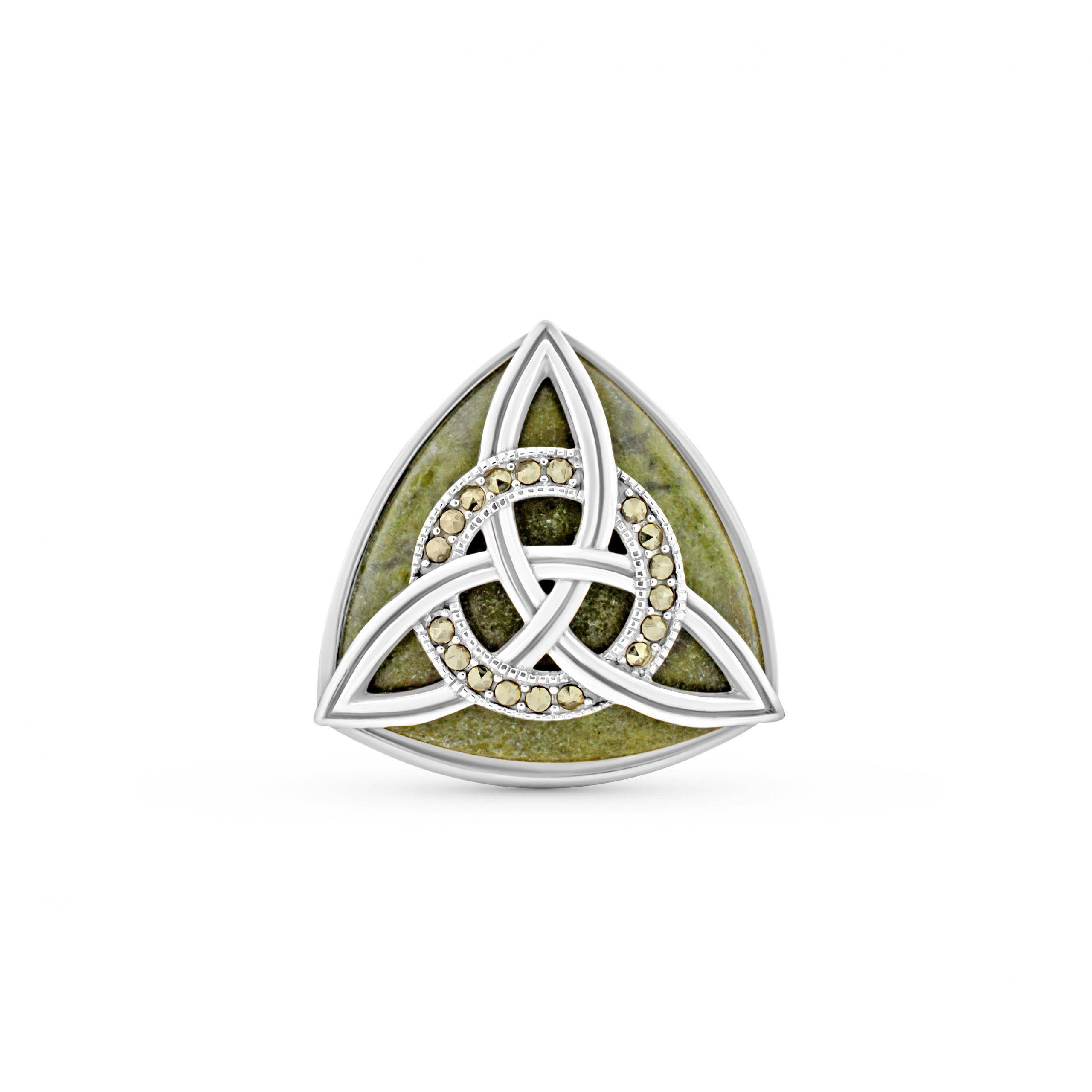 Marble Trinity Knot Marcasite Ring