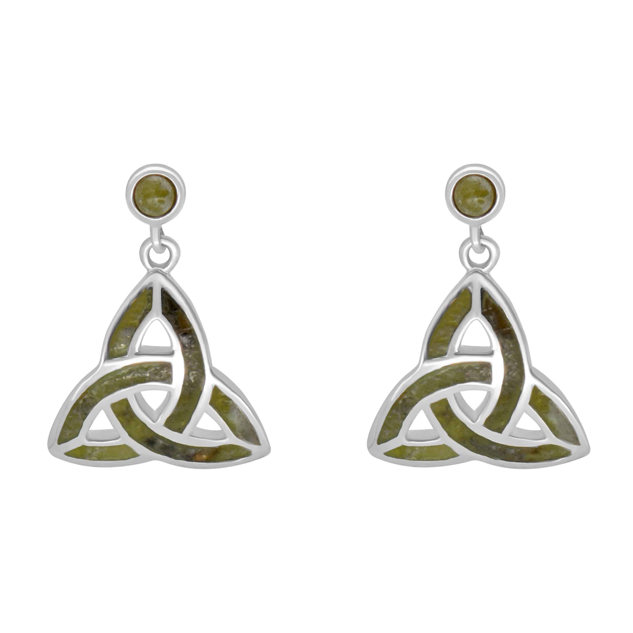 Trinity Knot Earrings with Connemara Marble