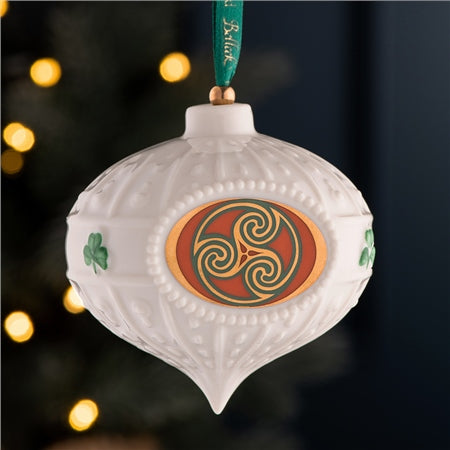 Belleek Triskelion Celtic Bauble Christmas Ornament