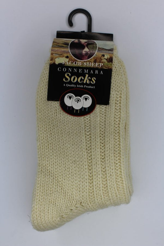 Connemara Socks - White Jacob Sheep Wool
