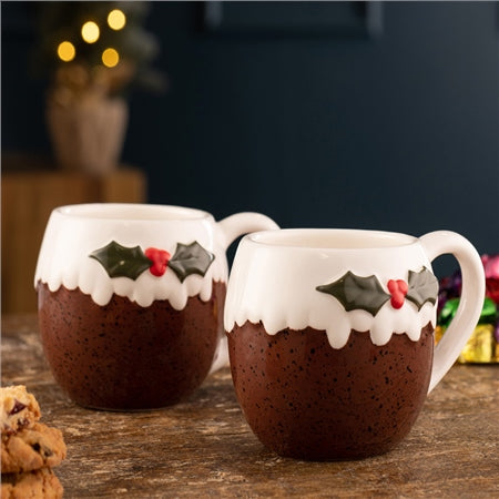 Belleek Christmas Pudding Mug - Set of 2